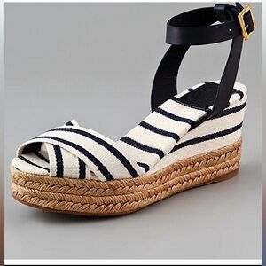 Tory Burch | Karissa Wedge Sandals  | Navy/Natural | sz 9B